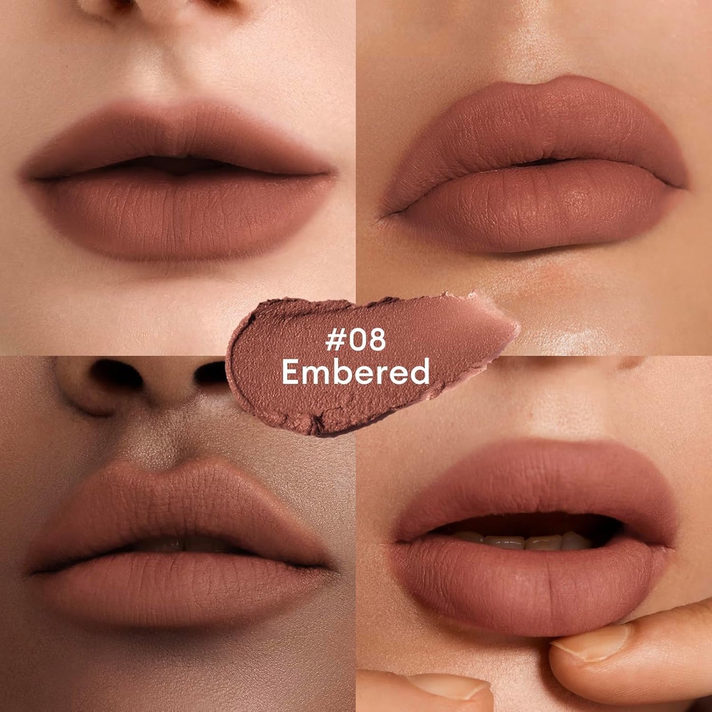 ITY Velvet Matte Finish Lip Stain-Mousse Textured Lip Clay, Red Shade, Conceals Lip Lines, Rich Pigment Lip Tint Lipsticks, 0.14 oz (4g) in Ginger, Embered.