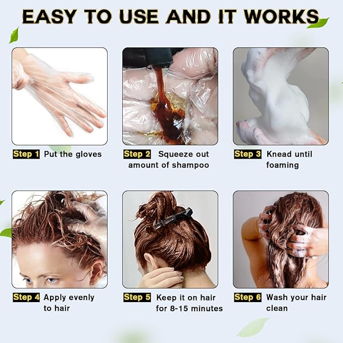 MEIDU Dark Brown Hair Dye Shampoo 3 in 1, Instant Hair Color Shampoo for Women Men, Herbal Ingredients Coloring in Minutes 500ML