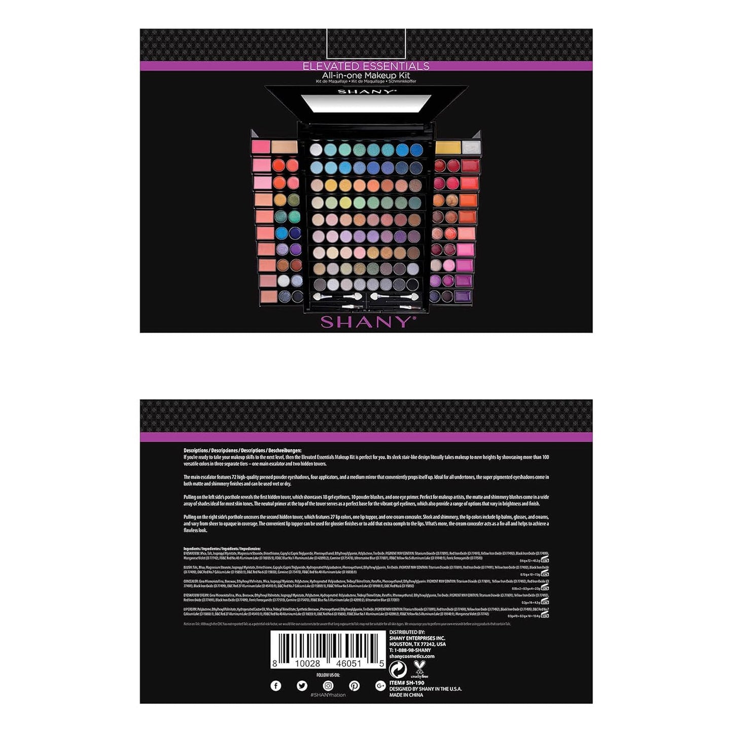 SHANY Elevated Essentials Makeup Set - All-in-One Makeup Kit with 72 Eyeshadows, 28 Lip Colors, 18 Gel Eyeliners, 10 Blushes, 1 Eye Primer, and 1 Cream Concealer