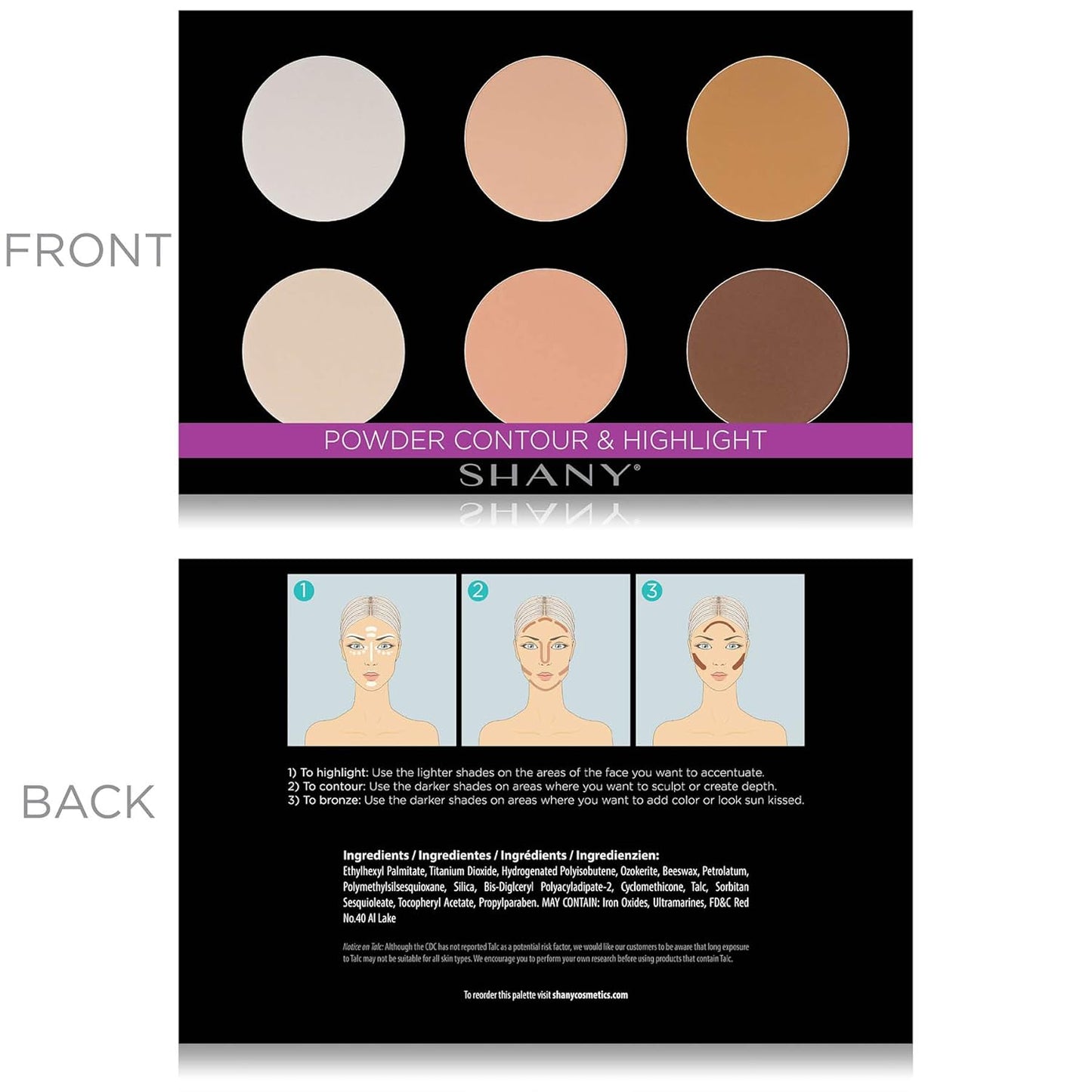 SHANY Powder Contour & Highlighter Sculpting Palette - Layer 3 - Refill for the 6 Layer Mini Masterpiece Collection Makeup Set