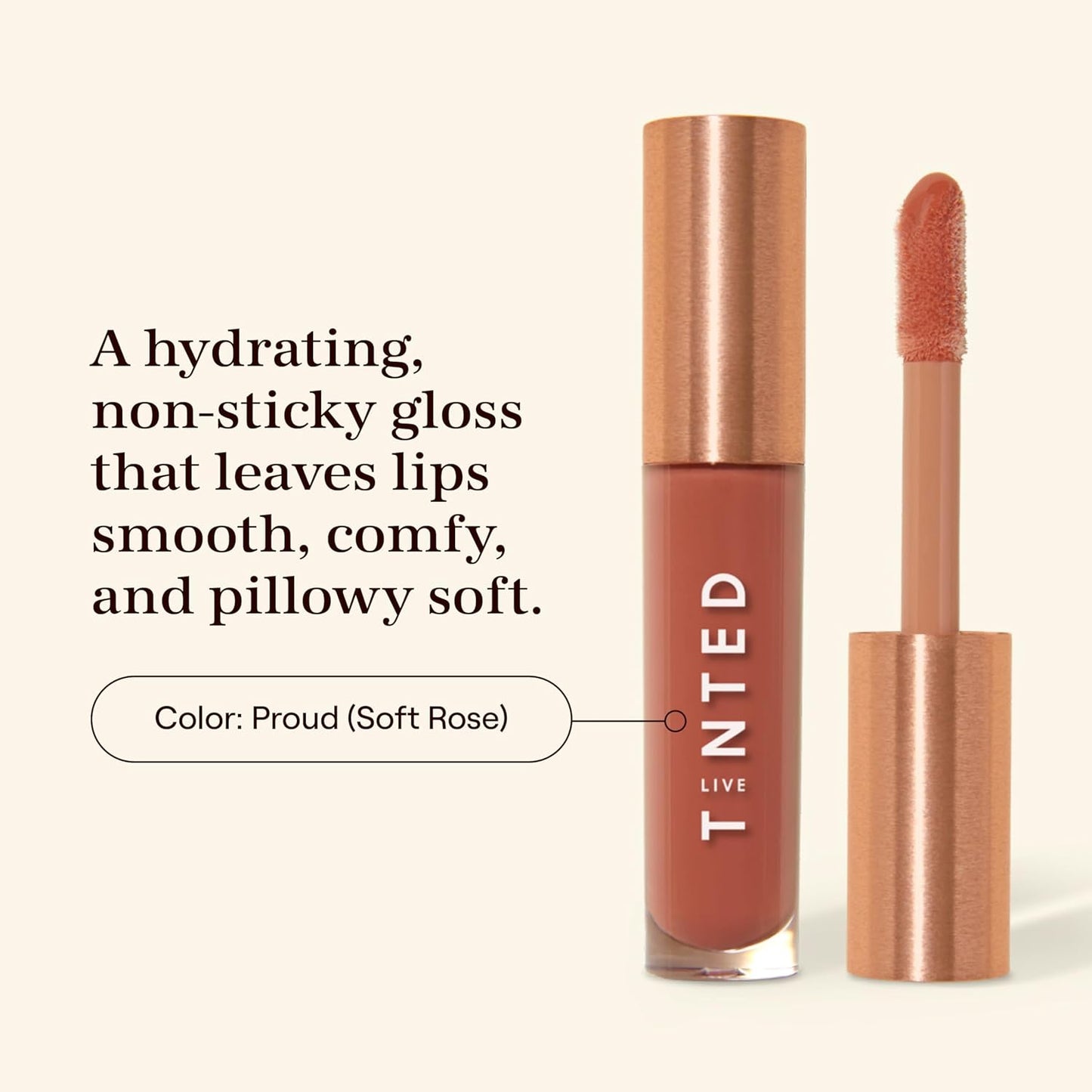 Live Tinted Huegloss High-Shine Lip Gloss - Hydrating, Non-Sticky, Moisturizing Lip Gloss with Hyaluronic Acid, Coconut Oil, and Shea Butter For a Soft Barrier & Seals in Moisture - Soft Rose