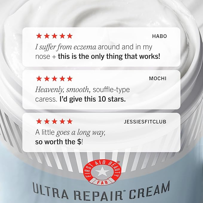 First Aid Beauty - Ultra Repair Cream - Hydrating Face & Body Moisturizer - Whipped Colloidal Oatmeal Clinically Proven to Strengthen Skin Barrier in 7 Days - Helps Relieve Eczema, 6oz Plus 1oz Tube