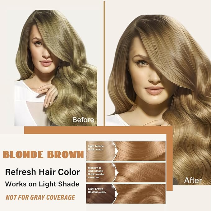 Blonde Brown Hair Dye Shampoo, Semi-Permanent Brown Hair Dye, Works in Minutes, Instant Hair Color Shampoo for Women Men, Champu para Pintar el Cabello, Champu Para Canas, Blonde Dye 16.90 Fl Oz