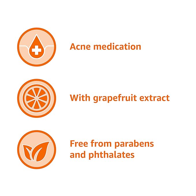 Amazon Basics Clarifying Pink Grapefruit Body Wash, 2% Salicylic Acid Acne Treatment, Dermatologist Tested, 8.5 Fluid Ounces, Pack of 1