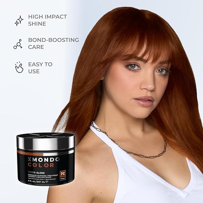 XMONDO Color Copper Color Depositing Mask & Semi-Permanent Hair Dye Super Gloss Infused with Bond Boosters for Nourishment, Revitalize & Repair, Vegan Formula, 8 Fl Oz