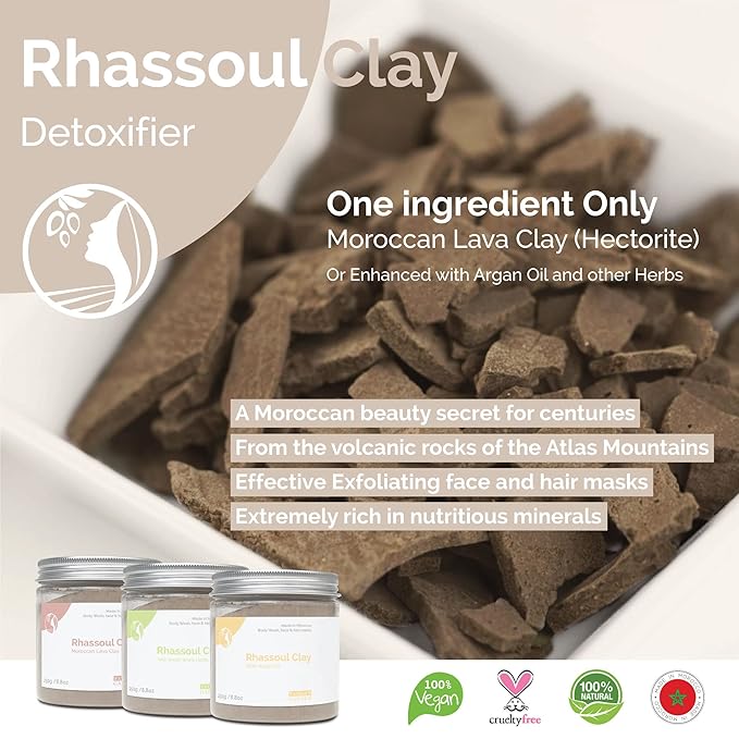 Fatima's Garden Rhassoul Clay with Herbs - Detox Facial Powder, 425g