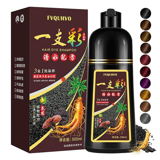 Dark Brown Hair Dye Shampoo 3 in 1 for Men Women, Natural Hair Color for 100% Gray Coverage, Brown Colors in 10-15 mins, Shampoo Para Canas 16.9 Fl Oz (Dark brown)