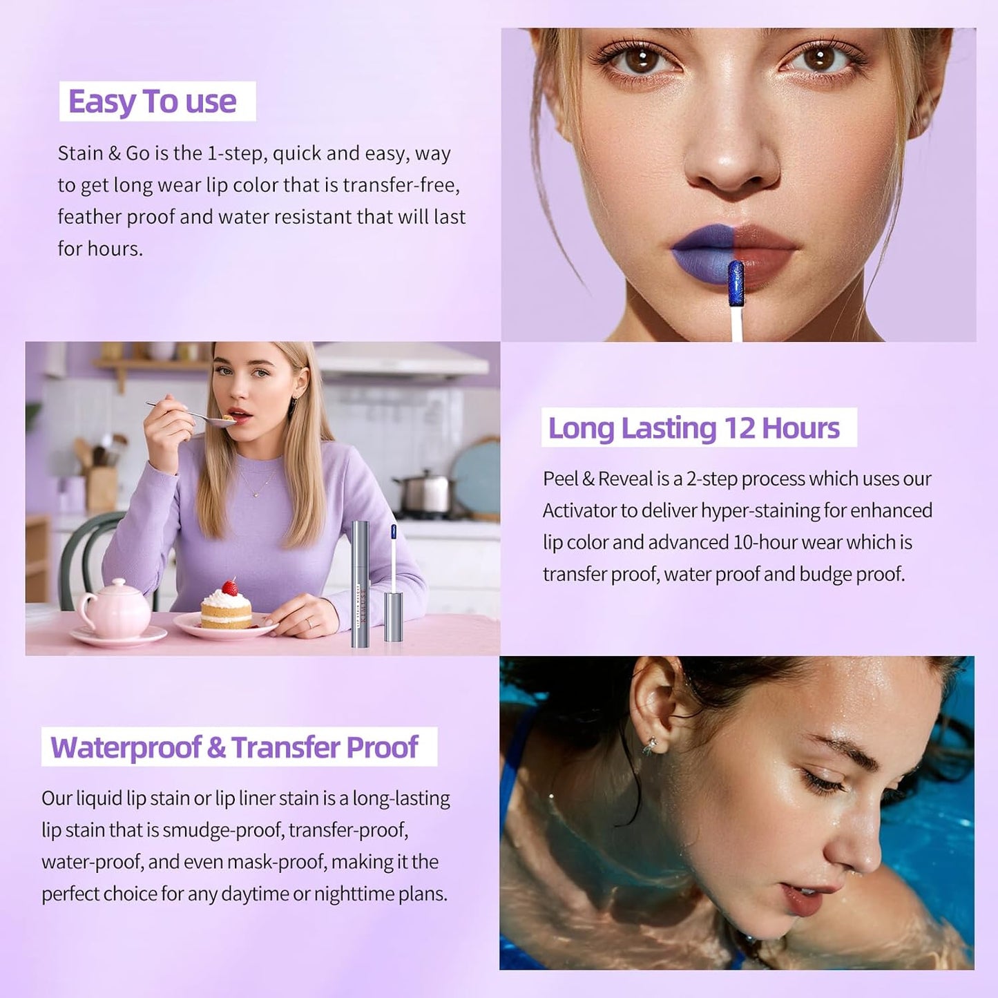 KIMUSE Lip Stain Masque: Peel Off Lip Stain Long Lasting Waterproof 12HR Transfer Proof & Hydrating Tint, Instant Lip Color With Natural Matte Effects, Vegan & Easy To Use