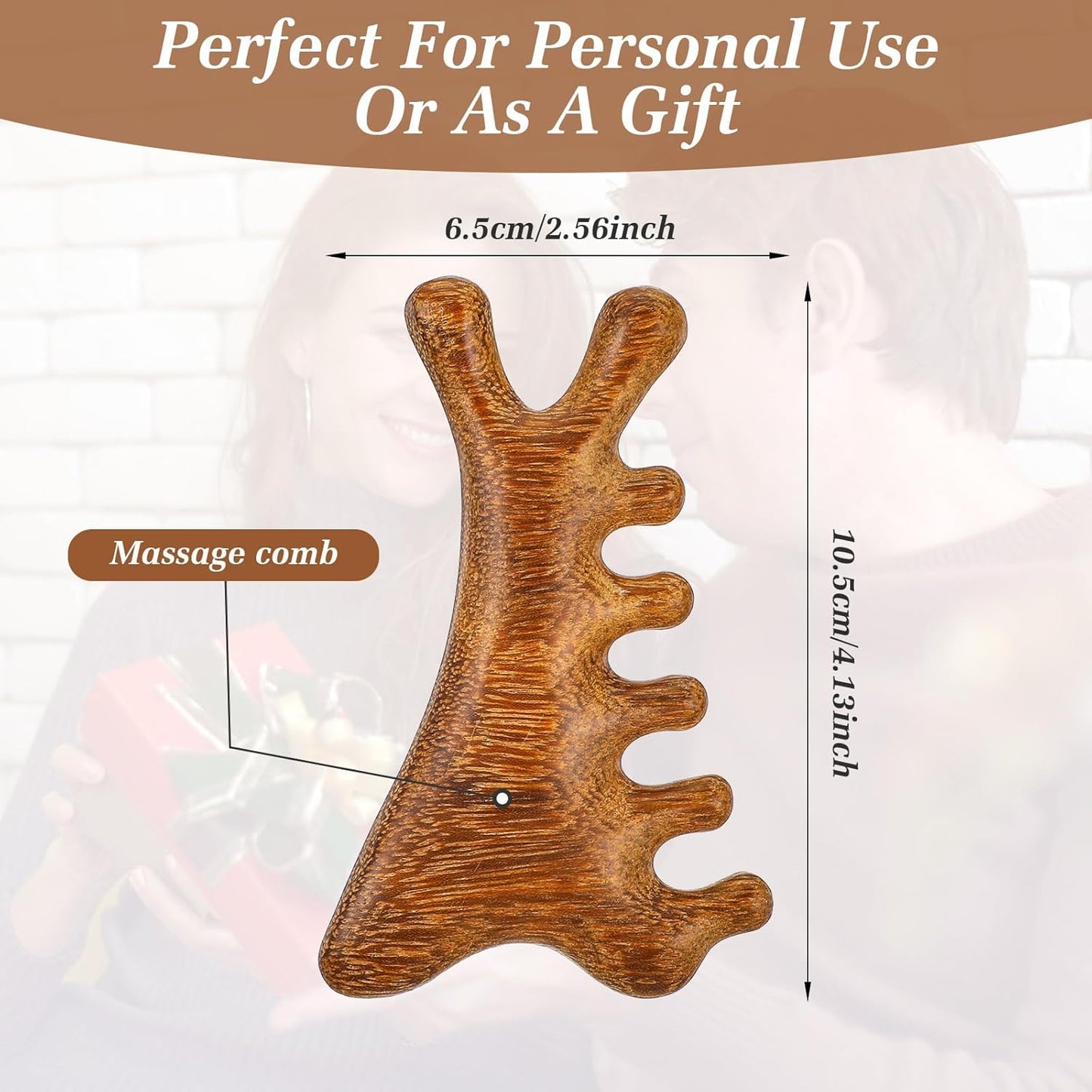 Sandalwood Scalp Massager Comb – Natural Wooden Gua Sha Tool for Head, Neck & Face Care, Relaxing Hair & Skin Massage