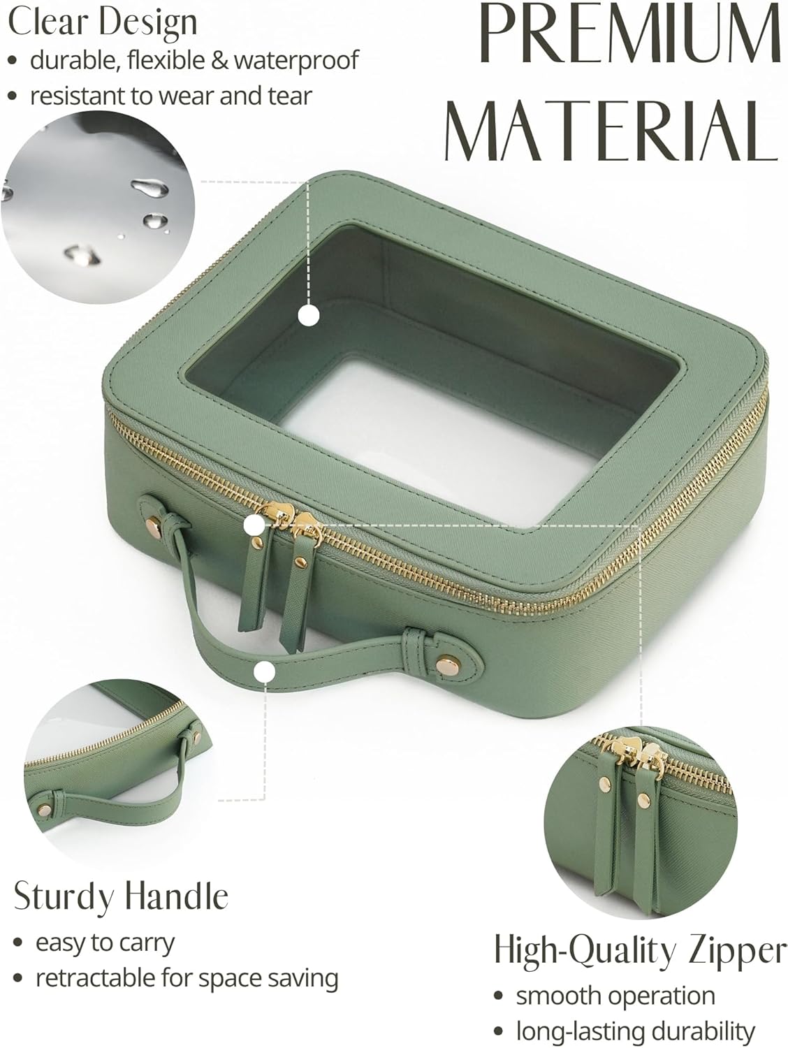 Popvibe Clear Makeup Bag Travel Cosmetic Case Transparent Toiletry Bag with Zipper, Portable Make Up Organizer Traveling Compact Car Bag for Essentials