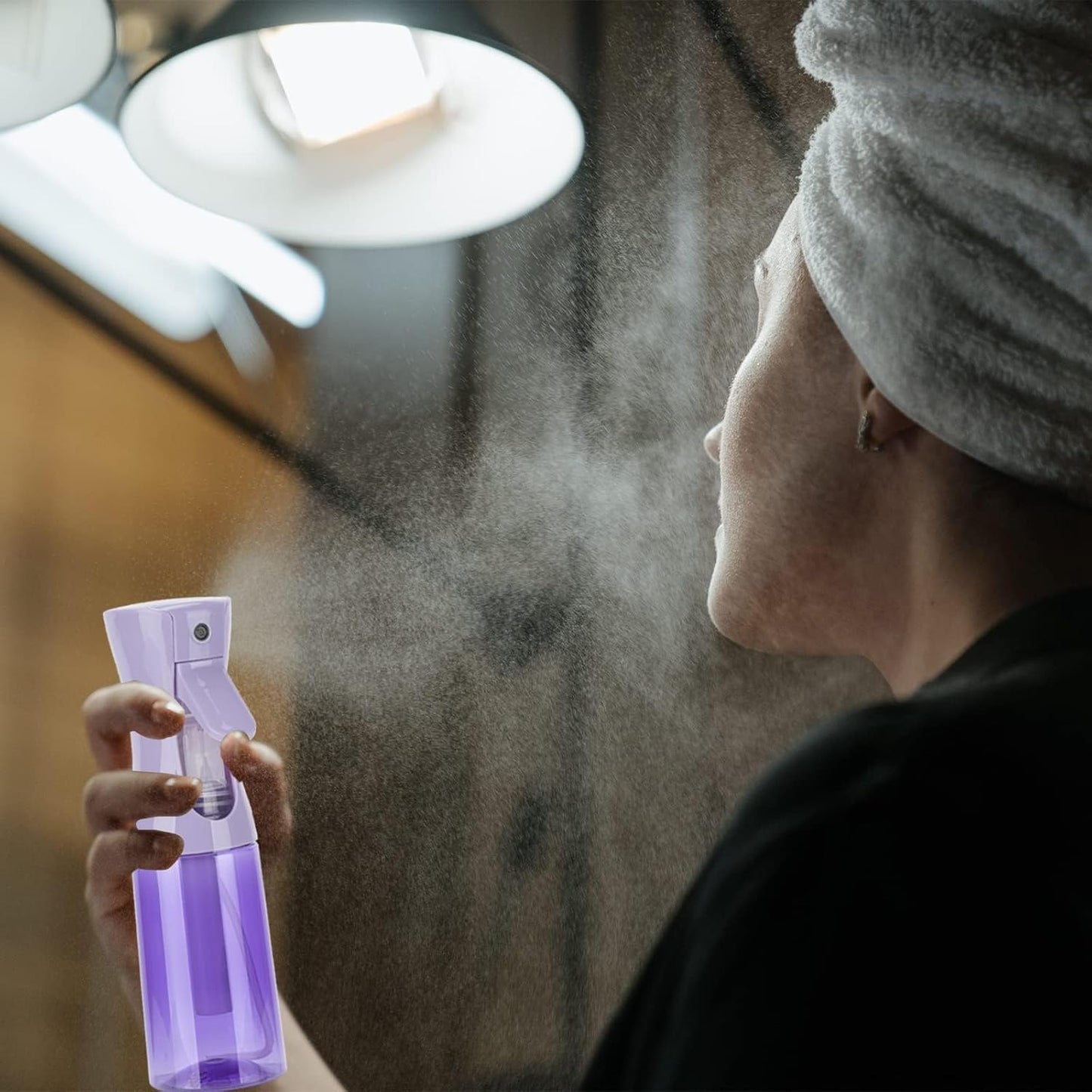 Spray Bottle for Hair (6.8OZ /200ML) Continuous Ultra Fine Mist Sprayer for Hair, Salons, Barber, Plants, Skin Care, Cleaning 1 Pack CLEAR PURPLE