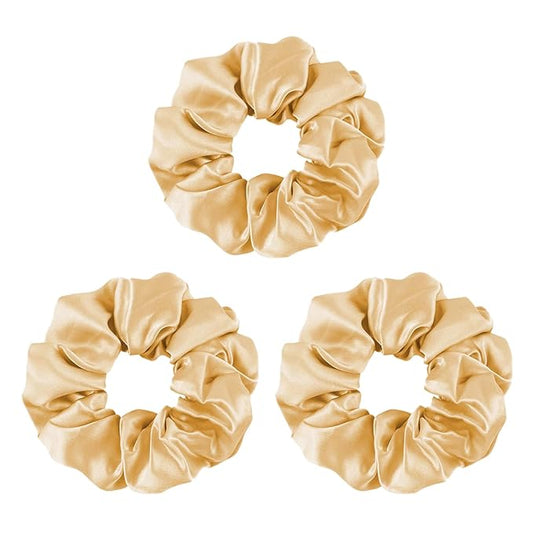 Mulberry Silk Hair Ties for Women & Girls, No-Damage Scrunchies to Prevent Frizz & Breakage, Curly Hair Elastics Ponytail Holder, 3 Pack