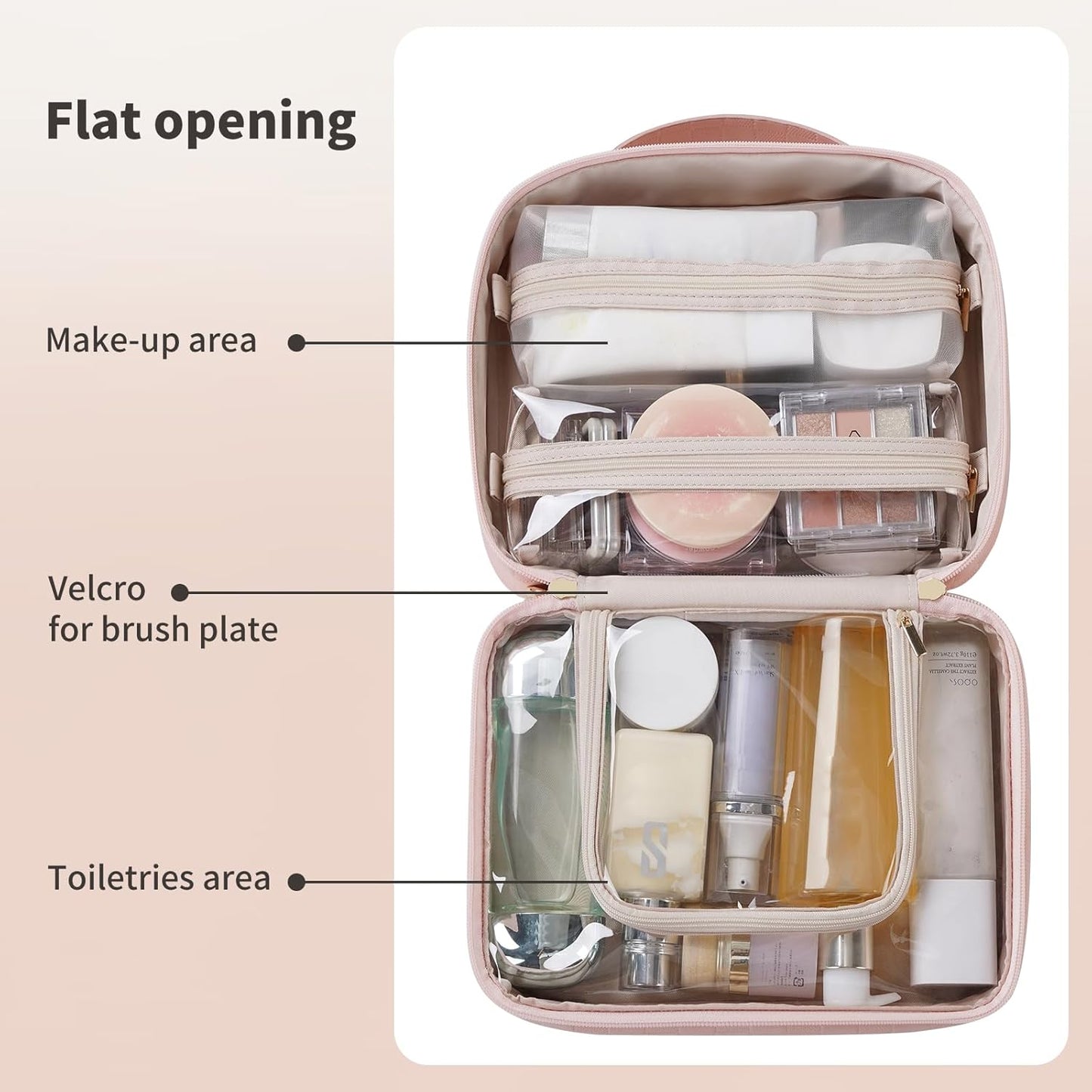 RIGHT AWAY Travel Toiletry Bag for Women, Waterproof Makeup Bag&Case, Portable Cosmetic Organizer Checkered Make up Bag for Full Sized Toiletries，Cosmetics and Travel-Size Accessories,Pink Checkered