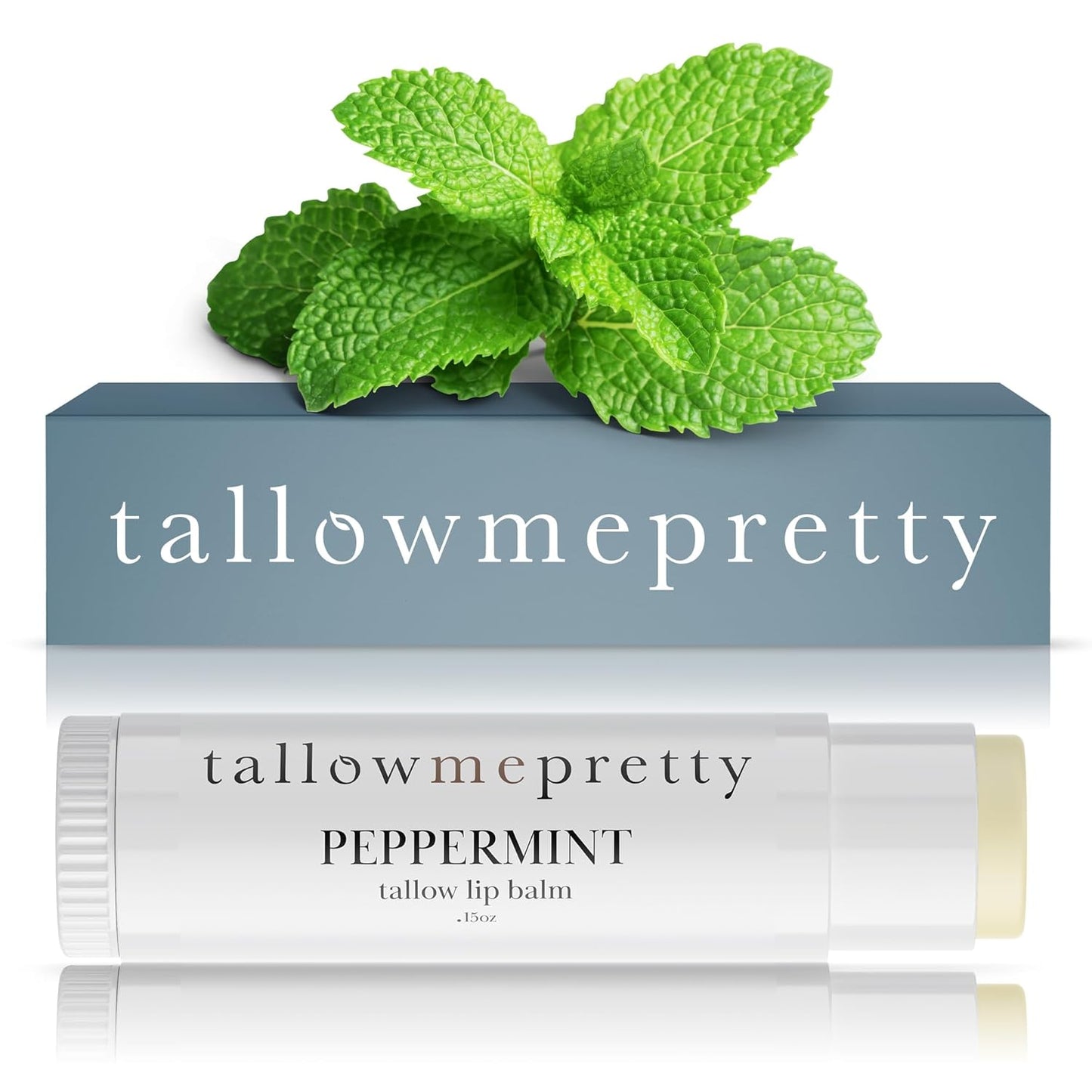 Peppermint Lip Balm, Ultra-Soothing, Deeply Hydrating Tallow Lip Balm with Grass Fed Beef Tallow, Beeswax, Jojoba Oil & More, Non Toxic Lip Care, Made in the USA, 0.15 Oz.