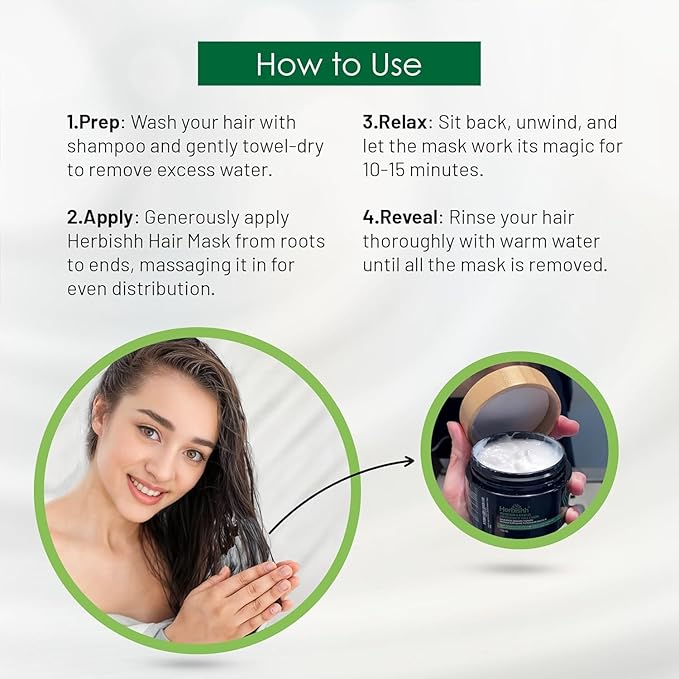 Herbishh Argan Hair Mask-Deep Conditioning & Hydration For Healthier Looking Hair- for very Dry, Weak, Stressed Out Hair, No Sulphates, No Parabens (150 ML)