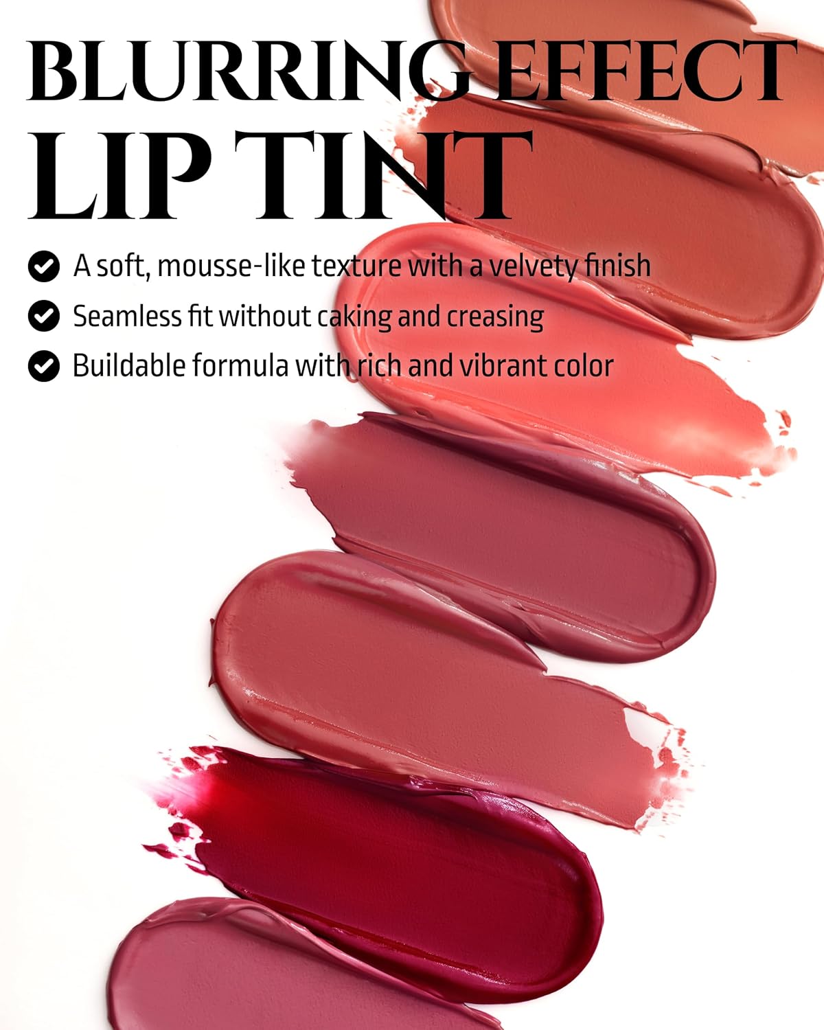 HEVVYMAKEUP Blurring Effect Lip Tint - Airy Velvet Matte Lips - Vegan, Longwear, Vibrant, Buildable Creamy Soft Texture - Korean Lip Makeup, Peach Please, 0.13 fl.oz.