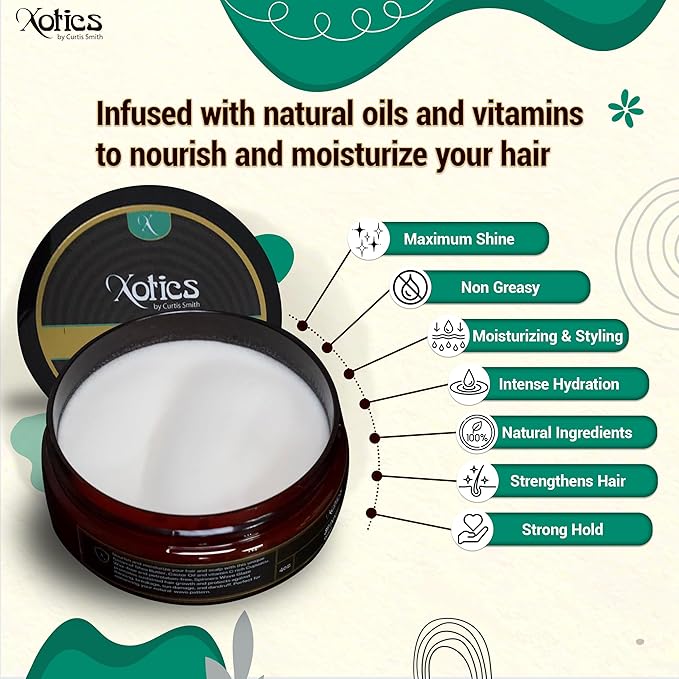 Xotics by Curtis Smith – Sweet Jamila Hair & Body Shea Glaze 4oz - Organic 360 Wave Pomade for Men Women Strong Hold, Natural Wave Grease Shea Butter Cream, Hair & Body Moisturizer