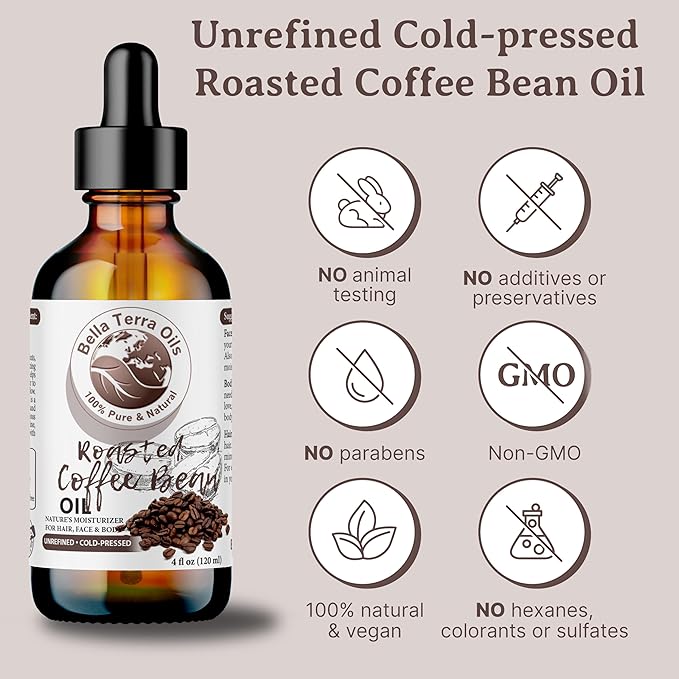 Bella Terra Oils – Roasted Bean Oil 8 oz – Pure Extract from Roasted Seeds, Enriched with Fatty Acids, An Elixir for Skin