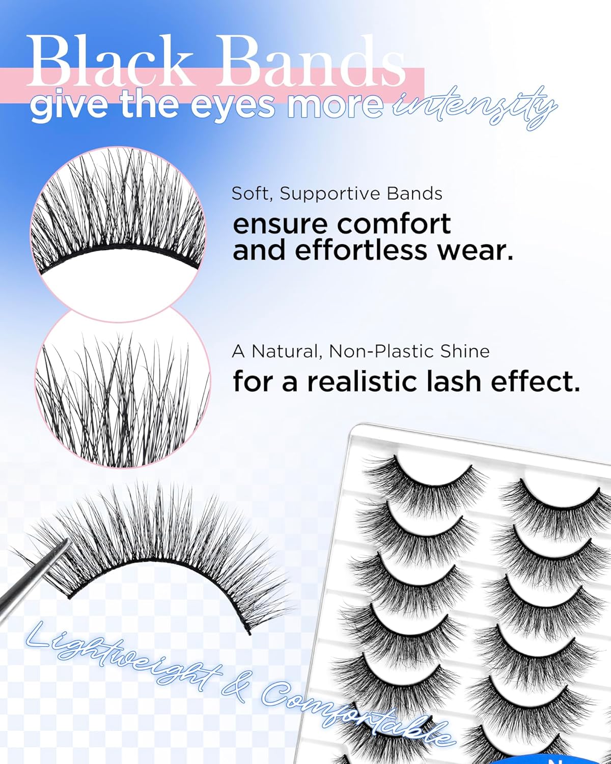 BEYELIAN False Eyelashes Natural Look 20 Pairs Strip Lashes, Wispy Lash Pack Soft 3D Volume Faux Mink Lashes