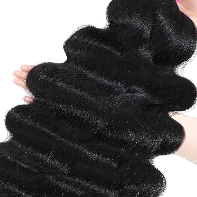 Body Wave Bundles with Closure Human Hair 18 20 22+18 Inch, 100% Unprocessed 12A Brazilian Virgin Human Hair Bundles with 4x4 Transparent Lace Closure Free Part Pre-plucked