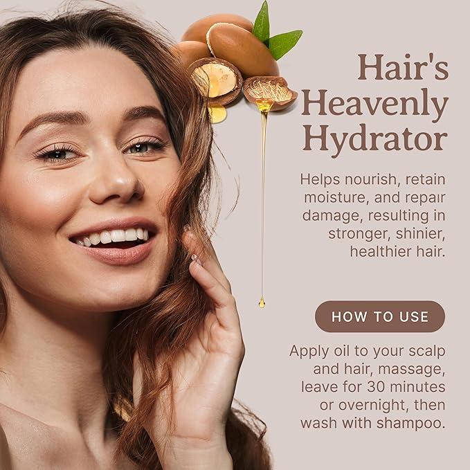 Bella Terra Oils - Argan Oil 2 oz - Cold-Pressed from Morocco, Rich in Vitamin E & Fatty Acids, Perfect Hair Oil Serum to Combat Frizz, Luxurious Face Oil