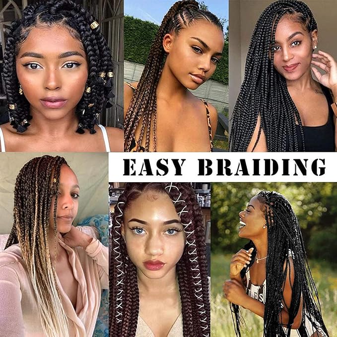 Liang Dian Pre-Stretched Braiding Hair 22 inch 6 packs Hot Water Setting Synthetic Hair Crochet Braiding Hair Extension (99J)