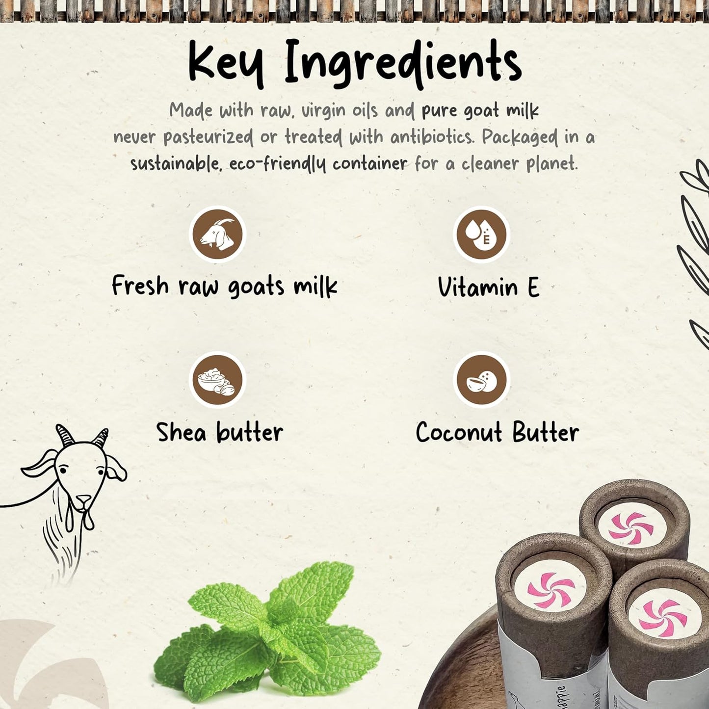 Natural Lip Balm with Goat Milk – Hydrating Chap Sticks | Lip Care Product for All Skin Types | Chapstick Total Hydration | Lips Moisturizer for Dry Lips | Peppermint (Pack of 3)