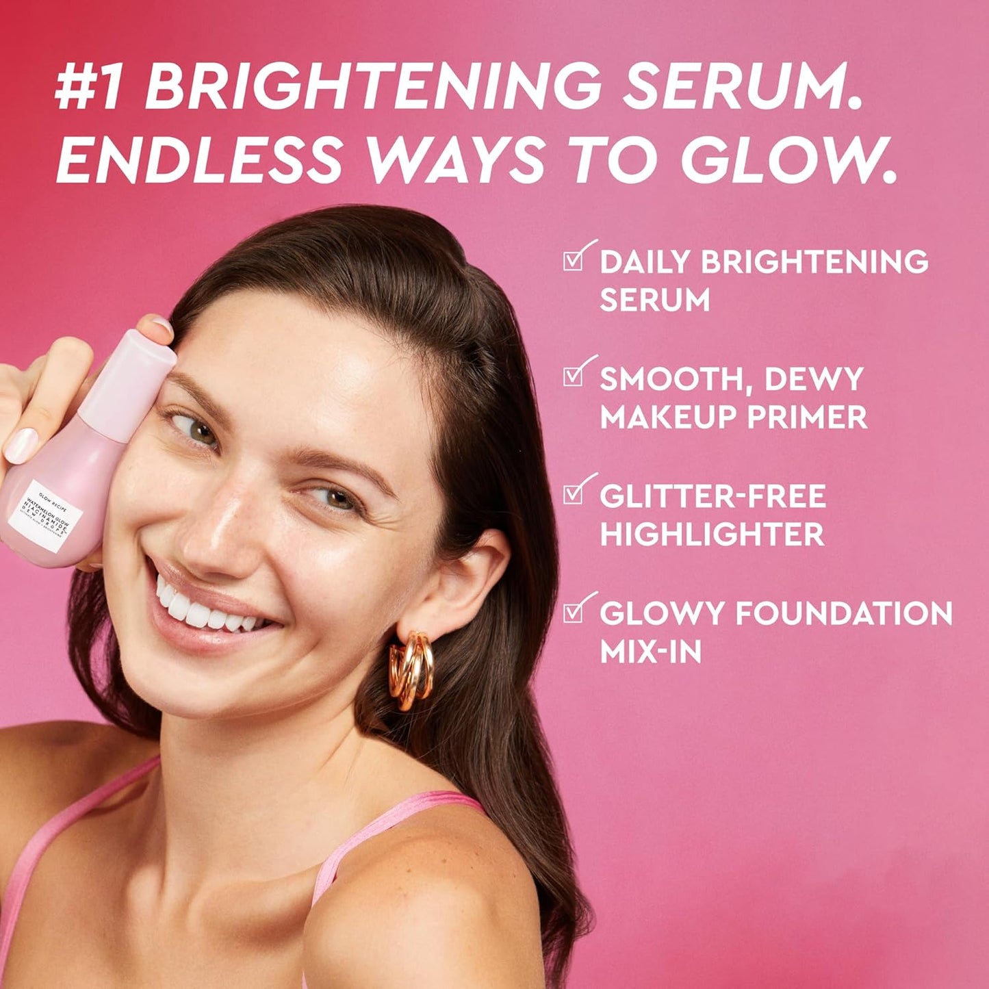 Glow Recipe Watermelon Niacinamide Dew Drops - Brightening, Plumping Hydrating Face Serum, Makeup Primer + Liquid Highlighter with Hyaluronic Acid - Dewy & Glowing Korean Skin Care (80ml)