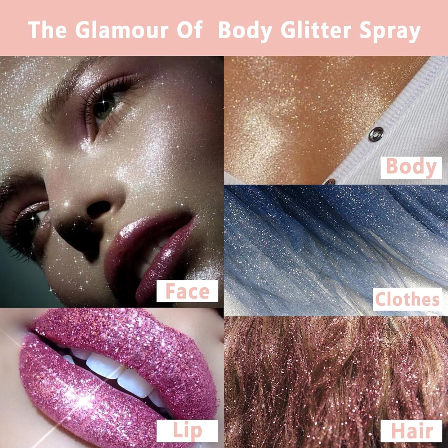 Boko Body Glitter Spray, Holographic Gold Glitter Spray for Body Face Hair Nail Clothes, Hair Glitter Spray Body Shimmer Powder for Highlighter Makeup Mardi Gras Concert Party Rave Accessories