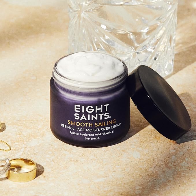 Eight Saints Retinol Facial Moisturizer Cream, For Firming Face, Neck & Eye Wrinkles and Lines, Deep Hydrating Lotion, Fragrance-Free, 2 Ounces