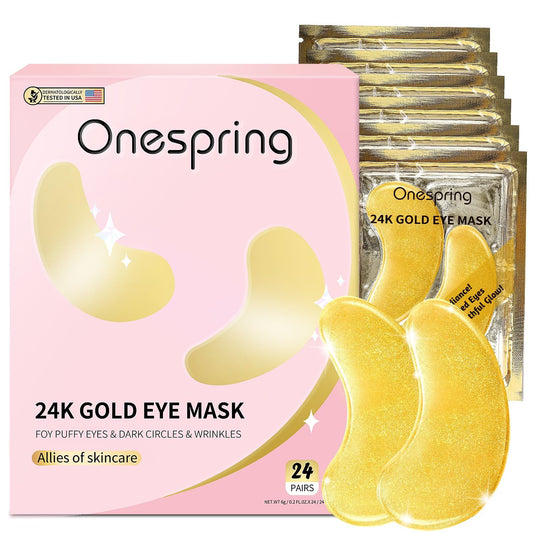 Under Eye Patches (24 Pairs), 24K Gold Under Eye Masks for Dark Circles, Puffy Eyes, Undereye Bags, Wrinkles - Rejuvenating & Revitalizing Eye Skincare Treatment - Bridesmaid Gifts for Women