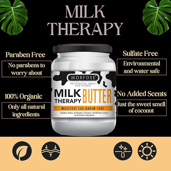 Morfose Milk Therapy Butter Miraculous Hair Care Oil - Nourishing, Moisturizing, and Protective Hair Oil for All Hair Types - Adds Shine and Reduces Breakage - Lightweight and Easy to Use, 6.76 Fl Oz