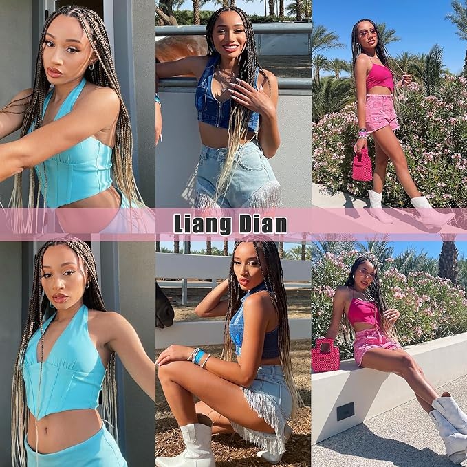 Liang Dian Pre-Stretched Braiding Hair 22 inch 6 packs Hot Water Setting Synthetic Hair Crochet Braiding Hair Extension (1B/27/613)