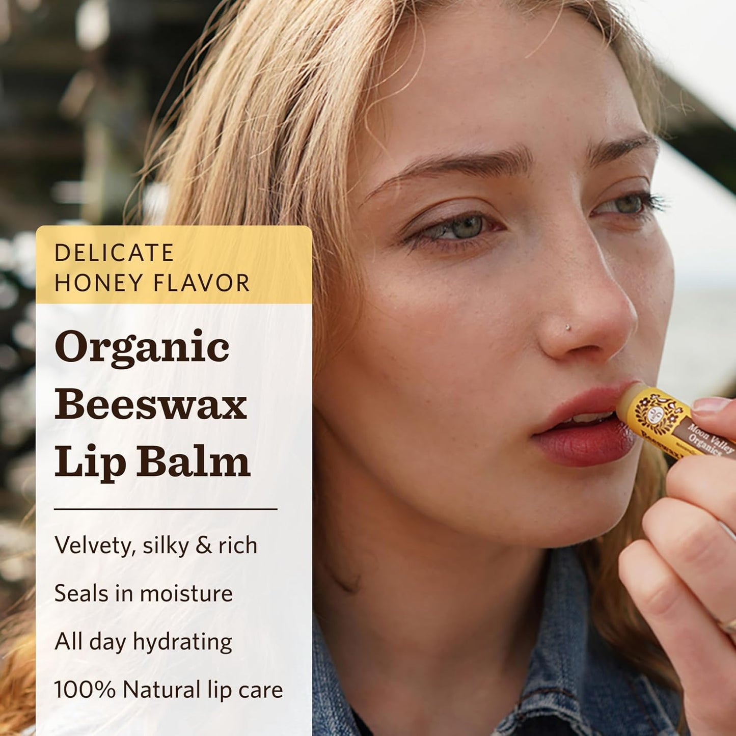 Moon Valley Organics Beeswax Lip Balm for Moisturizing Lips and Cuticles (SWEET HONEY, 4pack)