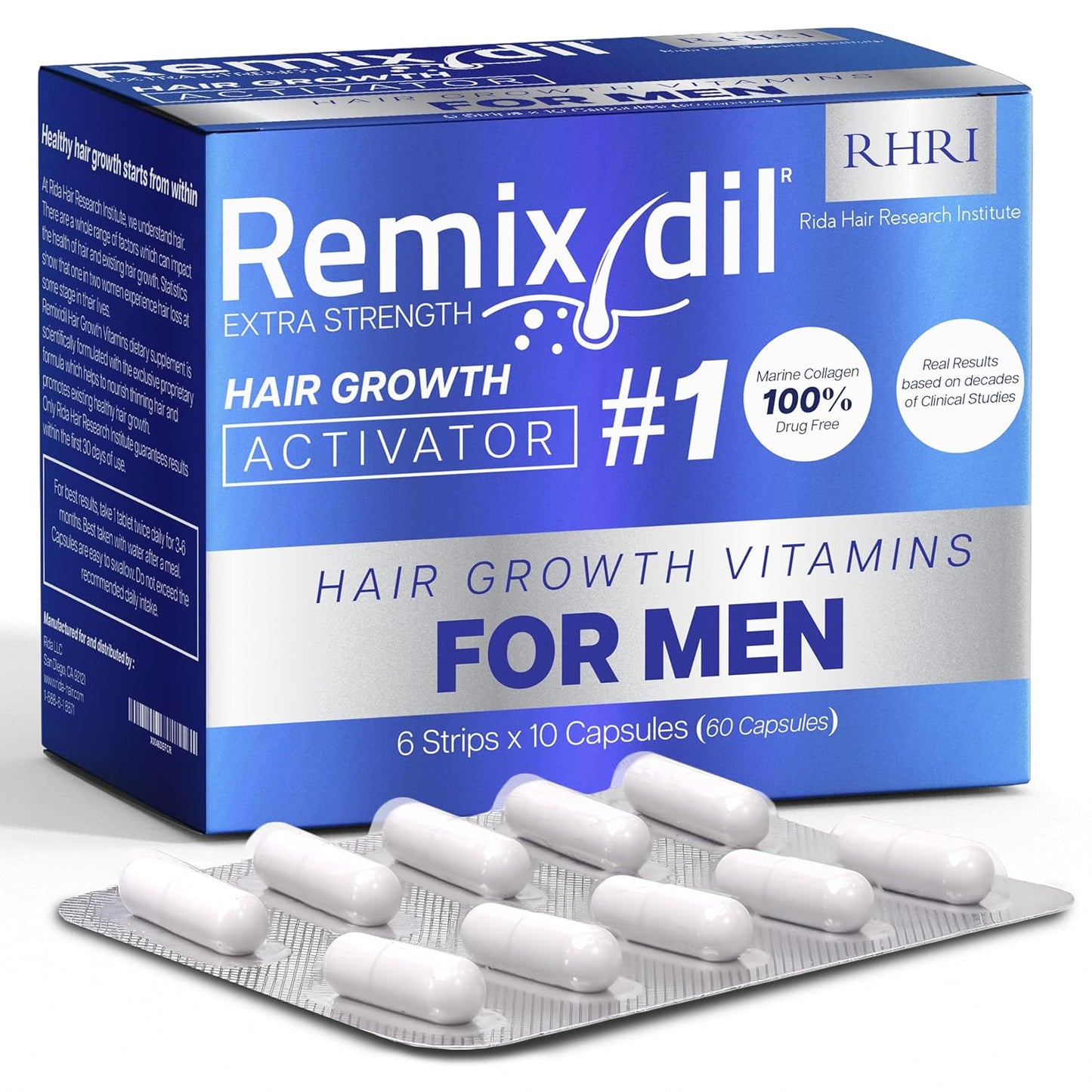 Hair Growth Vitamins Hair Regrowth For Men | Supports Beard And Scalp Strength | Helps Reduce Thinning And Breakage | Fast-Acting Formula To Boost Volume | 60 Capsules
