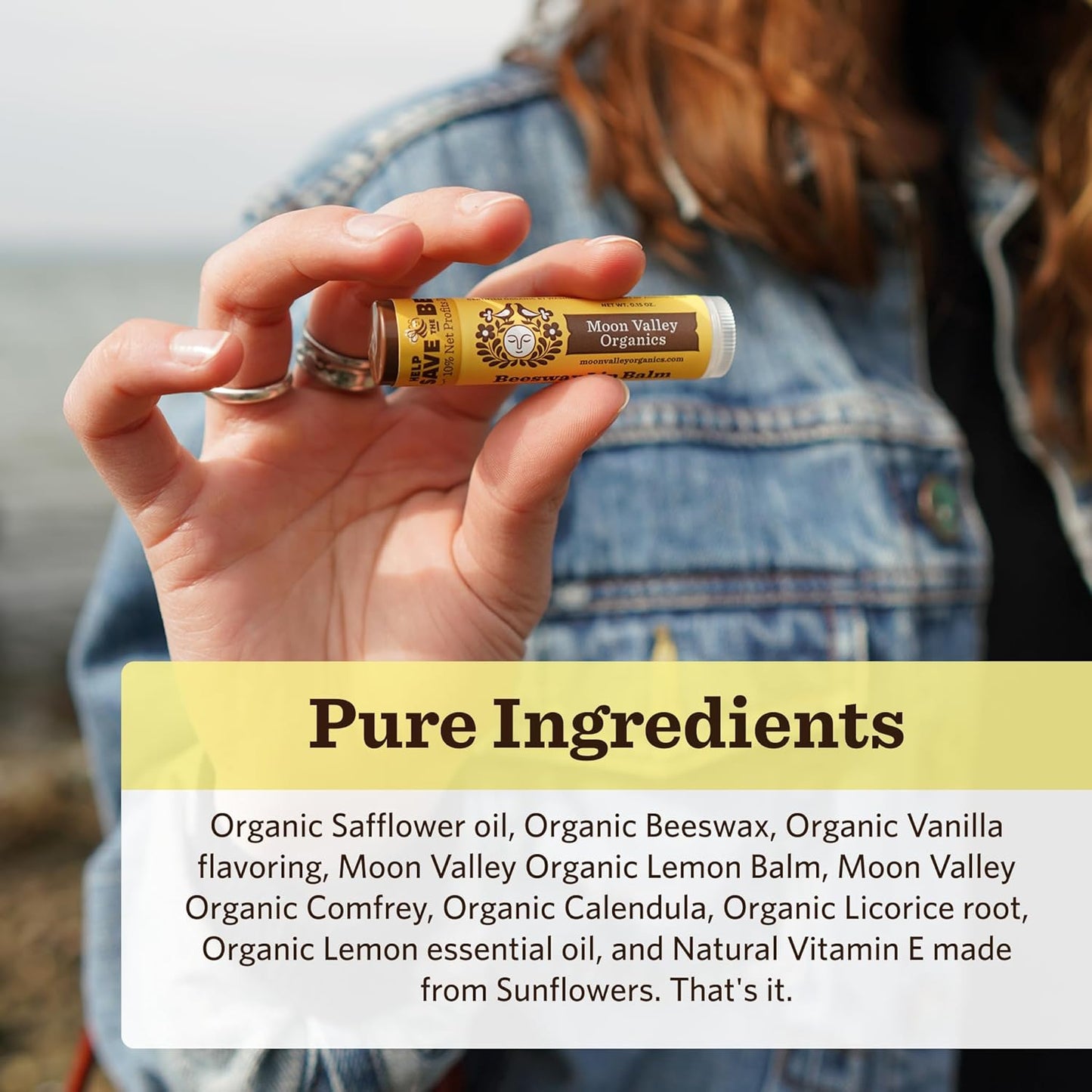 Moon Valley Organics Beeswax Lip Balm for Moisturizing Lips and Cuticles (VELVETY VANILLA, 4-Pack)