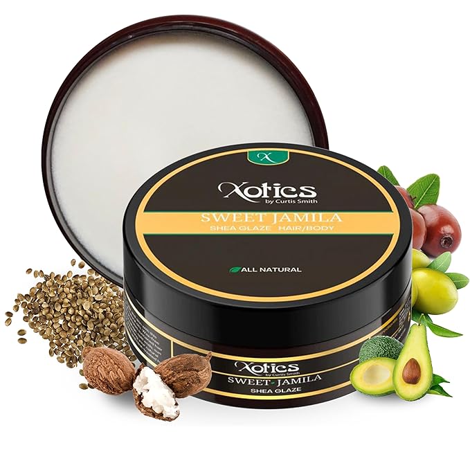 Xotics by Curtis Smith – Sweet Jamila Hair & Body Shea Glaze 4oz - Organic 360 Wave Pomade for Men Women Strong Hold, Natural Wave Grease Shea Butter Cream, Hair & Body Moisturizer