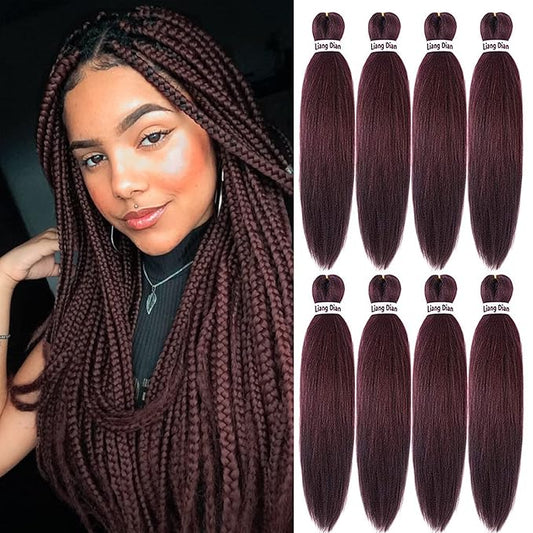 Liang Dian Pre-Stretched Braiding Hair 28 Inch 8 packs Hot Water Setting Synthetic Hair Crochet Braiding Hair Extension (99J)