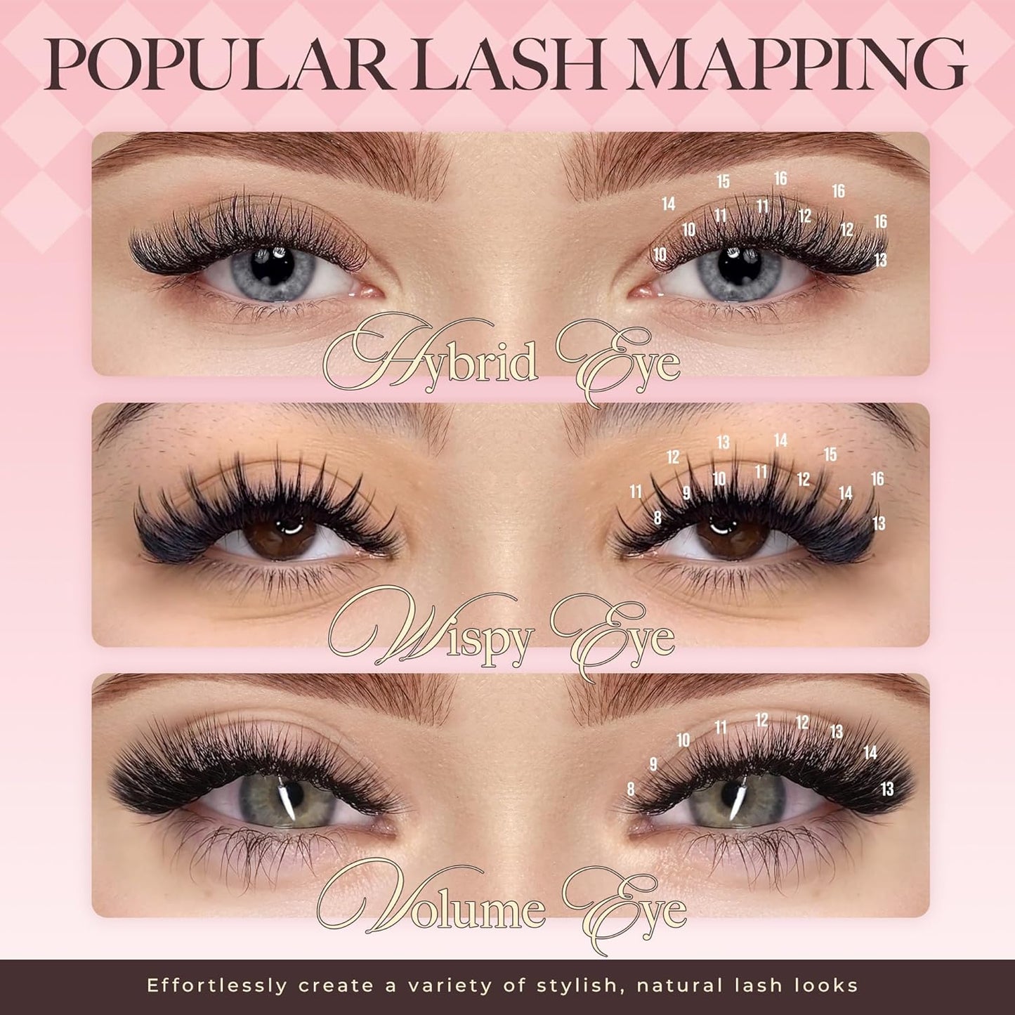 LASHVIEW Volume Lash Extensions 0.03-0.20 J/B/L/C/CC/D Curl 8-16mm Mixed & Single Length Tray, Soft Matte Dark Professional Eyelashes Extension(0.03 D 10mm)
