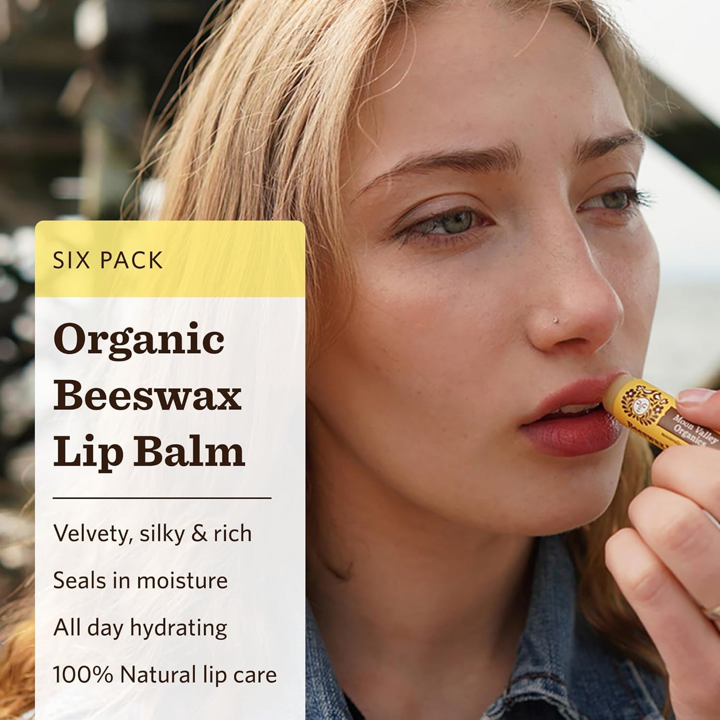Moon Valley Organics Beeswax Lip Balm for Moisturizing Lips and Cuticles (Coconut Lime | Honey | Mint Vanilla | Vanilla (2) | Blackberry, 6-Pack)