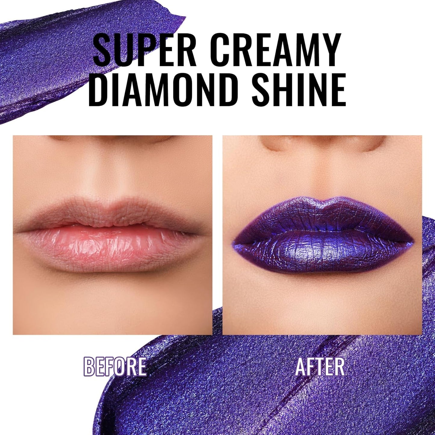 Oulac Blue Purple Glitter Lipstick, Infinity High Shine Finish, Hydrating Lip Color Infused with Damask Rose Oil for All-Day Comfort, Gluten-Free Vegan Beauty, D01 Sapphire