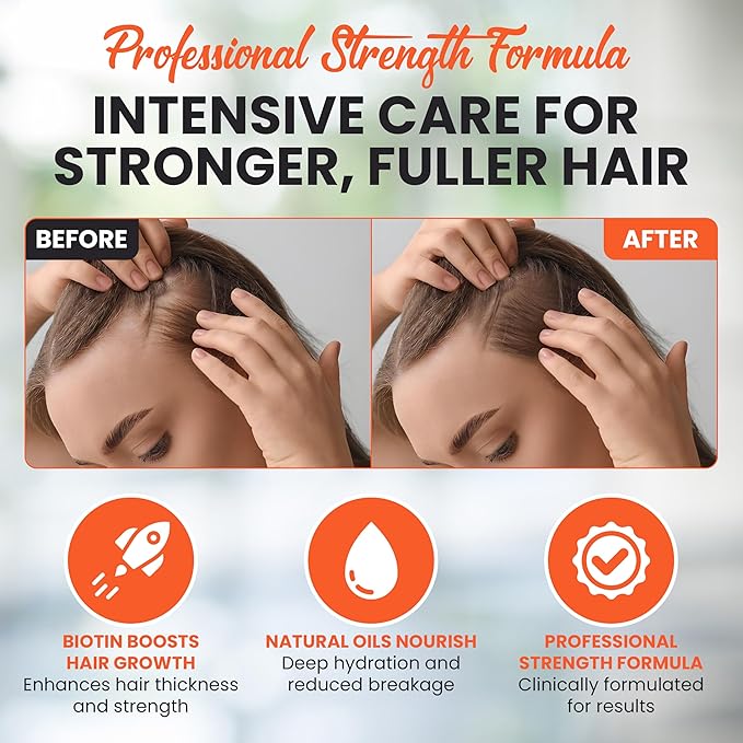 Hair Growth Shampoo - Biotin Infused Natural Botanical Formula with Tea Tree Oil, Ginseng & Mint for Stronger Hair and Healthy Scalp - 10.1 FL.OZ / 300ML