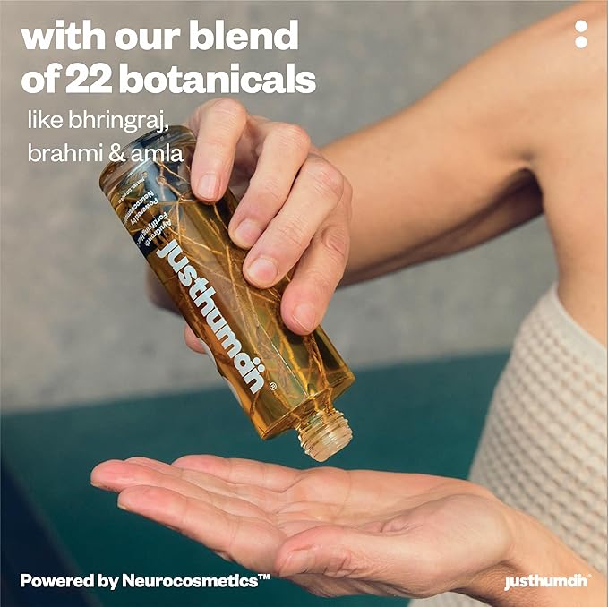 JustHuman AyuGrowth Fortifying Hair Oil |Ayurvedic Elixir| Clinically Proven 18-Oil blend |Reduces Hair Fall & breakage | Strengthens roots | Bhringraj, Amla, Brahmi & Vertiver root | 4oz