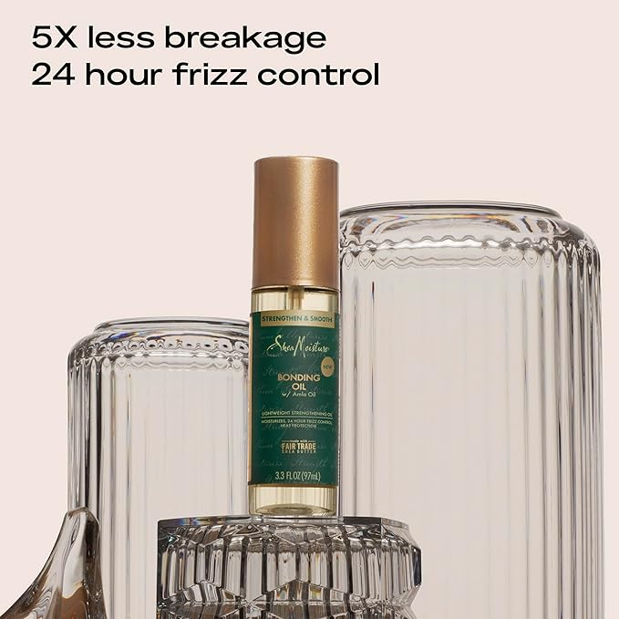 SheaMoisture Bond Repair Shampoo, Conditioner, Leave-In, & Oil 4 Pk Alma Oil to Strengthen Hair with Restorative HydroPlex Infusion