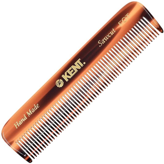 Kent FOT Fine Tooth Handmade Pocket Comb for Men, Women and Kids, Hair Comb Straightener for Everyday Grooming and Styling, Beard and Mustache, Saw Cut, Hand Polished, Made in England