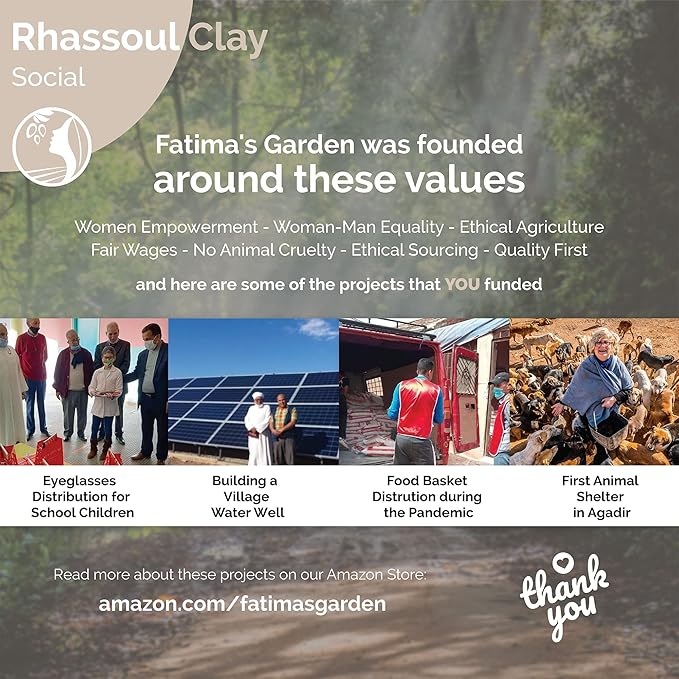 Fatima's Garden Rhassoul Clay with Argan & Eucalyptus - Detox & Soften, 425g