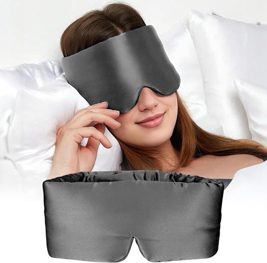 Silk Sleep Mask for Women and Men, Side Sleeper, 22 Momme Pure Mulberry Silk Total Blackout 100% Mulberry Eye Mask with Adjustable Headband Full Size, Eye Masks for Sleeping and Travel